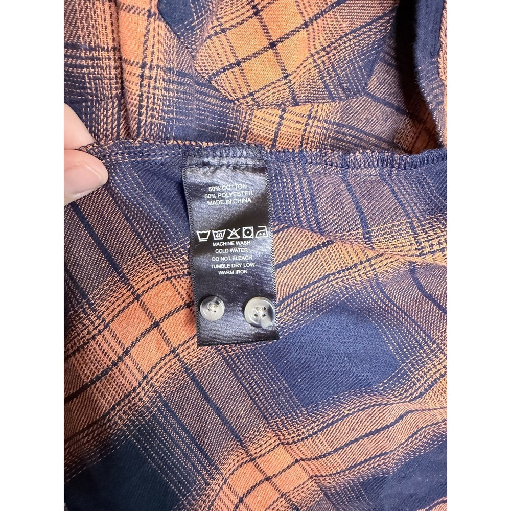 Unbranded Men's Lumberjack Long Sleeve Plaid Orange And Blue  2 Pockets Sz M - Picture 6 of 6